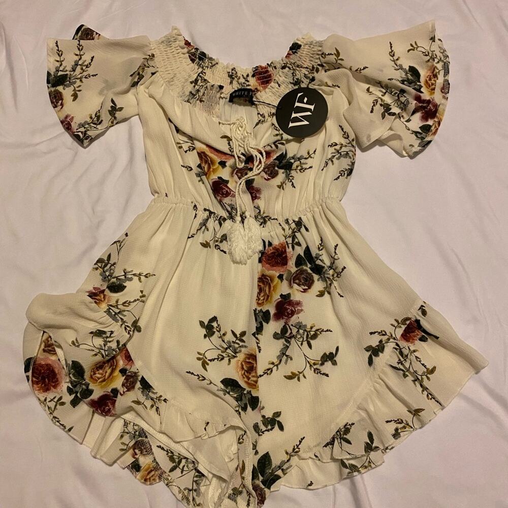 Floral White Fox Romper